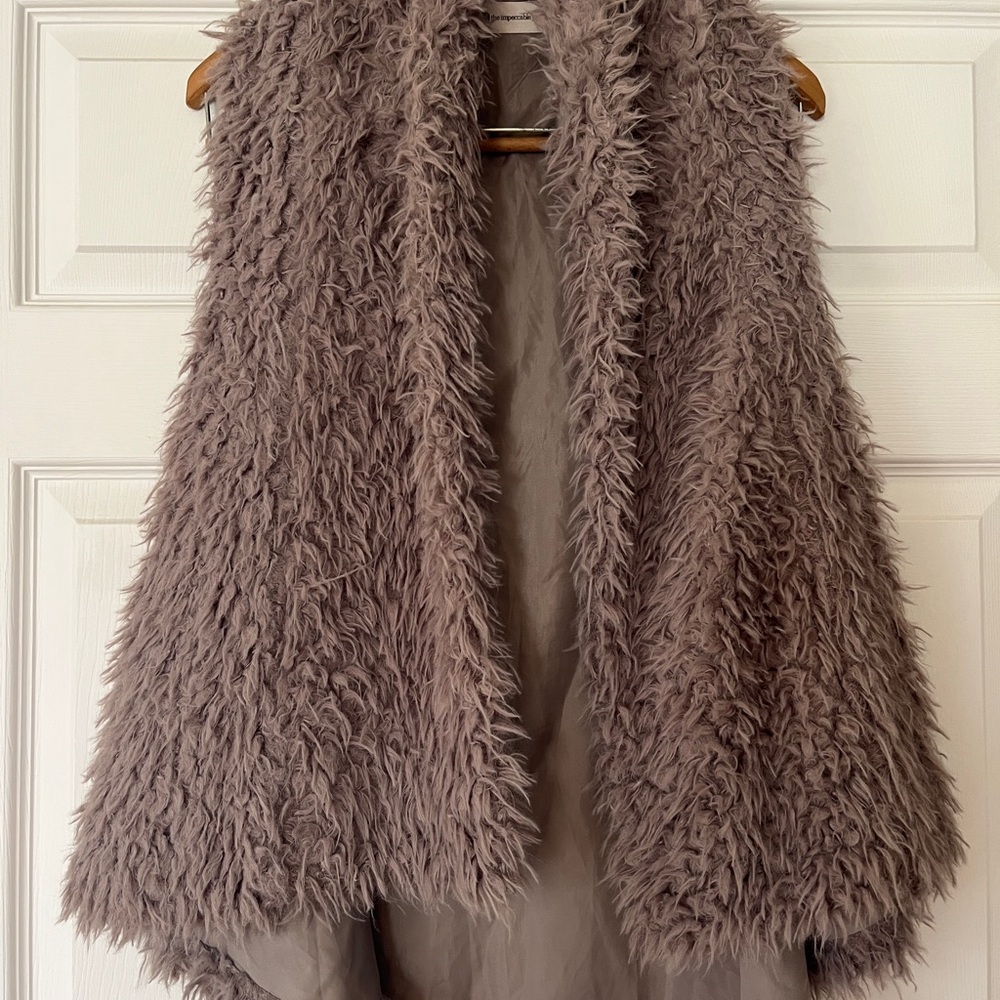 The Impeccable Pig Faux Fur Vest in Light Brown